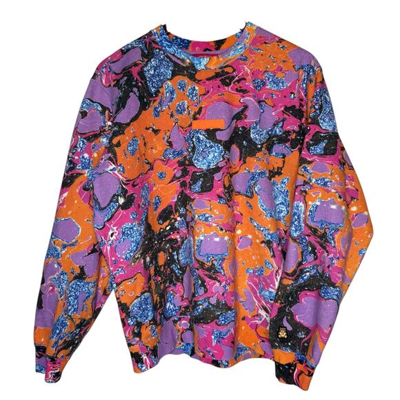 Teddy Fresh X MYFAWNWY MARBLE Artist Artsy Art Tie Dye Sweatshirt Crew sz Small - Picture 1 of 7